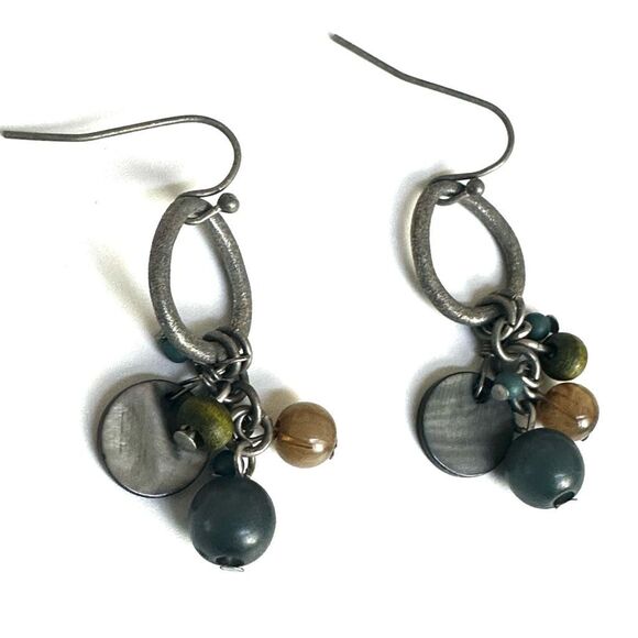 Blue green beaded drop earrings - Picture 8 of 9